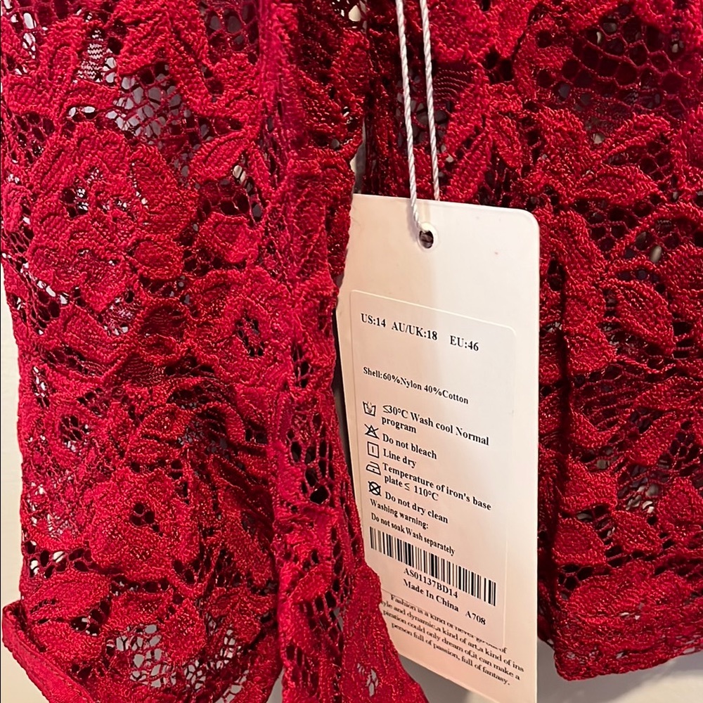 Red Lace Ruffle Top - Picture 5 of 6
